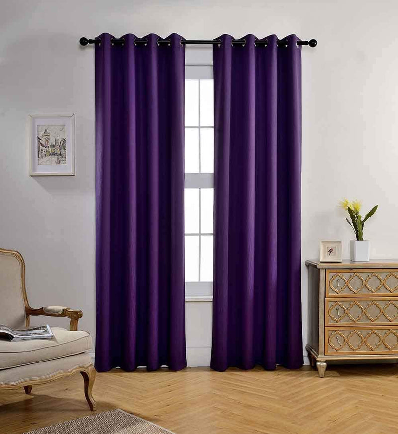 Miuco Room Darkening Texture Thermal Insulated Blackout Curtains for Bedroom 1 Pair 52X63 Inch Black Home & Garden > Decor > Window Treatments > Curtains & Drapes MIUCO Purple 52x95 inch 