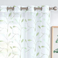 JINCHAN Sheer Embroidered Curtains for Living Room 84 Inch Length 2 Panels Leaf Pattern Voile for Bedroom Botanical Design Rod Pocket Top Window Treatments Sheers for Kitchen White on Taupe Home & Garden > Decor > Window Treatments > Curtains & Drapes CKNY HOME FASHION Leaf Green 84"L 