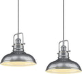 Zeyu 2 Pack Farmhouse Pendant Lights, 11-Inch Industrial Ceiling Pendant Light Fixture with Metal Dome Shade, Gold Finish, 016-1-2PK BG