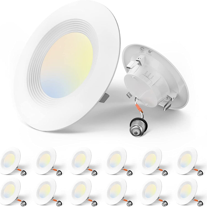 Amico 5/6 Inch Smart LED Recessed Lighting 12 Pack, RGBCW Color Changing Wifi Can Lights with Baffle Trim, Retrofit Downlight, 1050LM 12.5W=100W, Compatible with Alexa & Google Assistant, App Control Home & Garden > Lighting > Flood & Spot Lights Amico 3000k/4000k/5000k-3CCT 4 Inch 