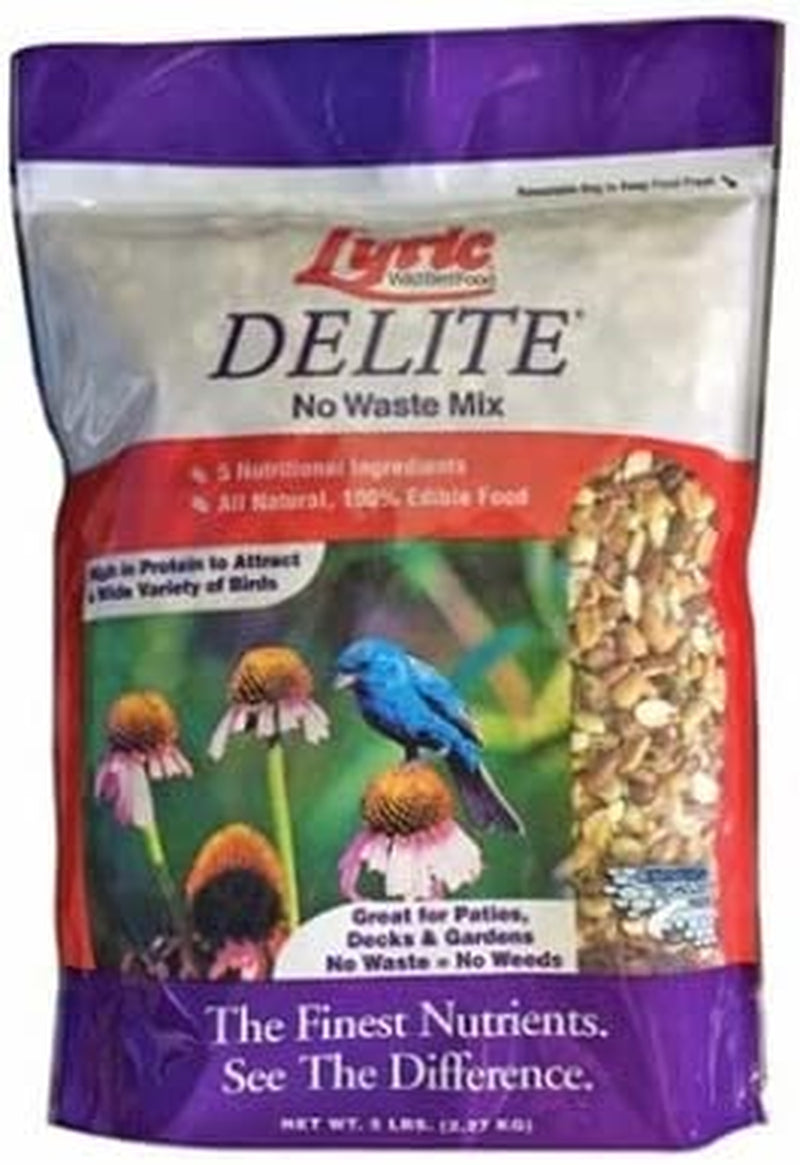 Lyric Delite Wild Bird Seed, No Waste Bird Food Mix with Shell-Free Nuts and Seeds, 5 Lb. Bag Animals & Pet Supplies > Pet Supplies > Bird Supplies > Bird Food Lebanon Seaboard Corporation Mix 5 lb. 