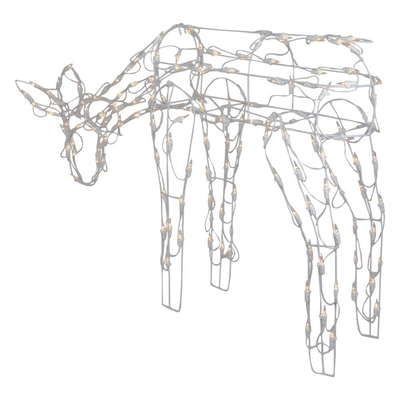 42-Inch Lighted White Feeding Reindeer Outdoor Christmas Decoration