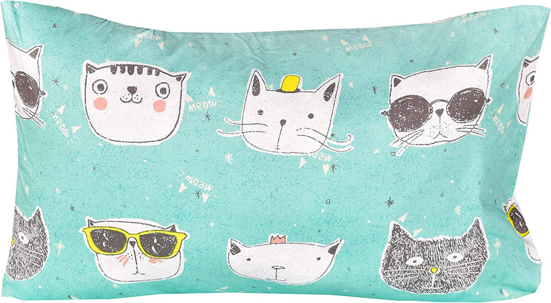 J-Pinno Cats Kitty Cute Twin Sheet Set for Kids Girls Children,100% Cotton, Flat Sheet + Fitted Sheet + Pillowcase Bedding Decoration Gift Set (Cat, Twin) Home & Garden > Linens & Bedding > Bedding J pinno   