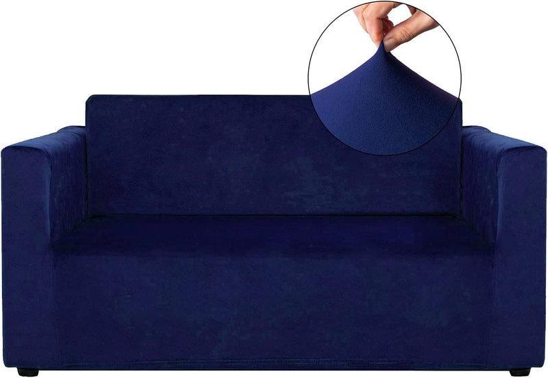 RECYCO Velvet Sofa Covers for 4 Cushion Couch, Furniture Covers for Sofa, Sofa Slipcover 1 Piece for Living Room, Dogs, Navy Home & Garden > Decor > Chair & Sofa Cushions RECYCO Navy Loveseat 