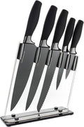 Luxhomewares 6 Piece Knife Set | 5 Beautiful Black Titanium Knives with Block Sharp Kitchen Sets Multiple Size, All Purpose 8 Inch Chef, Bread, & Carving Utility Paring Home & Garden > Kitchen & Dining > Kitchen Tools & Utensils > Kitchen Knives Luxhomewares Titanium  