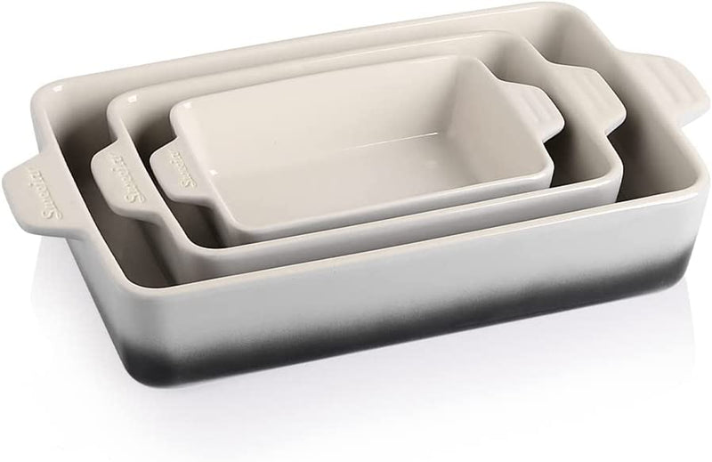 SWEEJAR Ceramic Bakeware Set, Rectangular Baking Dish Lasagna Pans for Cooking, Kitchen, Cake Dinner, Banquet and Daily Use, 11.8 X 7.8 X 2.75 Inches of Casserole Dishes (Navy) Home & Garden > Kitchen & Dining > Cookware & Bakeware SWEEJAR Gradient Gray  