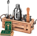 Mixology Bartender Kit with Wooden Stand - Great Housewarming Gift -12 Piece Bar Tools Set with Cocktail Kit Cards - Premium Bartending Kit for a Fun Bar Set - Stainless Steel Cocktail Shaker Set Home & Garden > Kitchen & Dining > Barware ROYALE MIX Pearl Black  