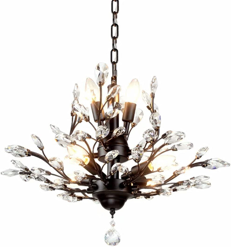 Seol-Light Vintage Crystal Branch Ceiling Pendant Hanging Light Chandeliers Flush Mounted Fixture with 3 Lights E12 120W Sliver Grey Home & Garden > Lighting > Lighting Fixtures > Chandeliers SEOL 7 Lights  