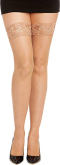 Dreamgirl Women'S Sheer Thigh-High Stockings with Silicone Lace Top  Dreamgirl Nude One Size 
