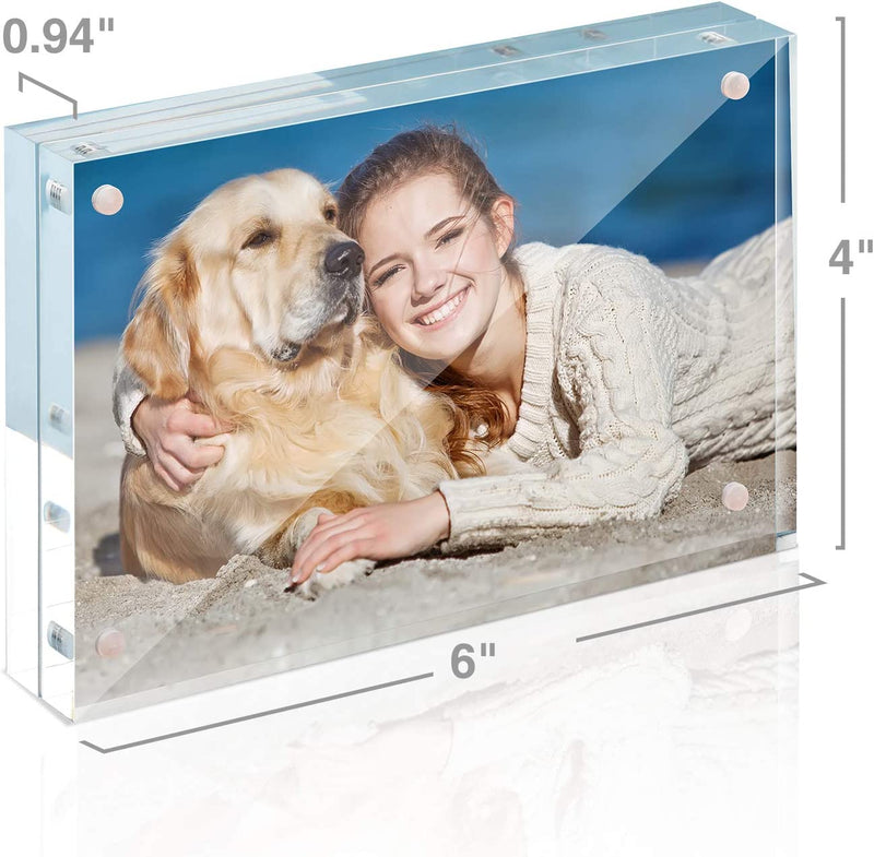 Picture Frames Acrylic, TWING 5 Pack 4X6 Acrylic Frame, Horizontal Magnet Double Sided 4X6 Picture Frame,12+12Mm Thick Clear Frameless Desktop Display Self Standing Magnetic Acrylic Block Photo Frame, Halloween Picture Frame Gift Ideal Home & Garden > Decor > Picture Frames TWING   