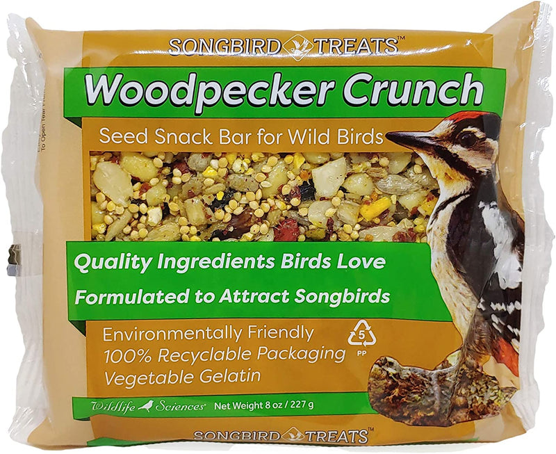 Songbird Treats Seed Bars | 12 Pack of 8 Oz Bird Seed Cakes for Wild Birds (Woodpecker Crunch) Animals & Pet Supplies > Pet Supplies > Bird Supplies > Bird Food Wildlife Sciences   