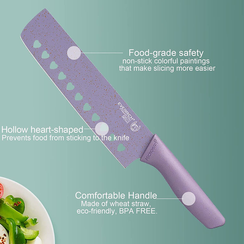 Dnifo Colorful Knife Set 8 PCS, New Heart-Shaped Hollow Non-Stick Cooking Knife Multifunctional Stainless Steel Knives Set for Kitchen, Environmental Chef Knives Set with Gift Box for Couple Gifts Home & Garden > Kitchen & Dining > Kitchen Tools & Utensils > Kitchen Knives Dnifo   