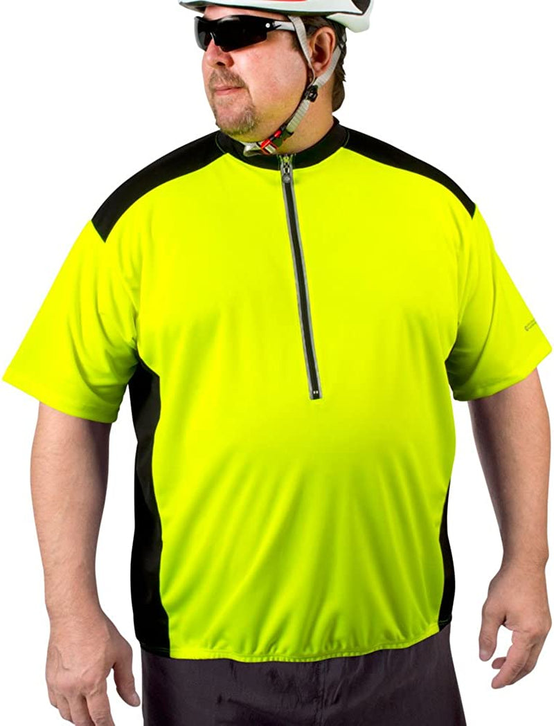 Aero Tech Big Man'S Colossal Cycling Jersey - Extended Size Loose Fitting Bike Jersey Sporting Goods > Outdoor Recreation > Cycling > Cycling Apparel & Accessories Aero Tech Designs Neon Yellow 5X-Large 