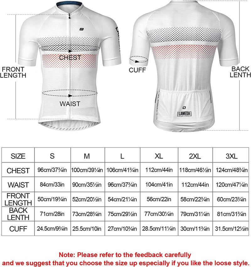 LAMEDA Men'S Cycling Jersey Breathable Lightweight Short Sleeve Elastic Pro Road Bike Shirt Full Zip Sporting Goods > Outdoor Recreation > Cycling > Cycling Apparel & Accessories LAMEDA   