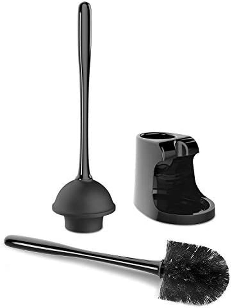 MR.SIGA Toilet Plunger and Bowl Brush Combo for Bathroom Cleaning, Black, 1 Set
