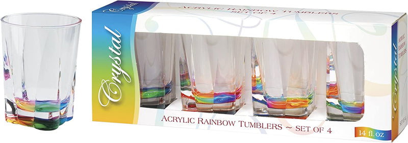 Merritt International Acrylic Drinkware Gift Sets Rainbow Crystal Tumbler, 14-Ounce