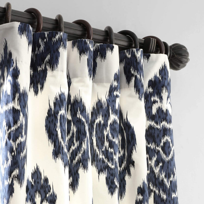 HPD Half Price Drapes Printed Cotton Curtains for Living Room 50 X 96 (1 Panel), PRTW-D24A-96, Ikat Blue Home & Garden > Decor > Window Treatments > Curtains & Drapes HPD Half Price Drapes   