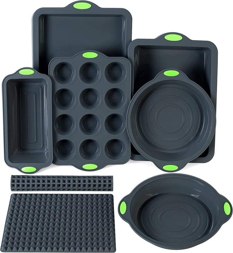 To Encounter 31 Pieces Silicone Baking Pans Set, Nonstick Bakeware Sets, BPA Free Silicone Molds with Metal Reinforced Frame More Strength, Light Grey Home & Garden > Kitchen & Dining > Cookware & Bakeware To encounter Dark Gray 8 Pieces 