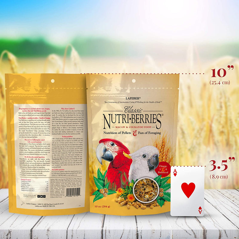 Lafeber Classic Nutri-Berries Pet Bird Food, Made with Non-Gmo and Human-Grade Ingredients, for Macaws and Cockatoos, 10 Oz Animals & Pet Supplies > Pet Supplies > Bird Supplies > Bird Food Lafeber Company   