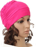 Ewanda Store Colorful Pleated Nylon Cloth Swim Cap Large Swimming Cap Hot Spring Bathing Caps for Adult Men Women Long Hair Sporting Goods > Outdoor Recreation > Boating & Water Sports > Swimming > Swim Caps Ewanda store Hot Pink  