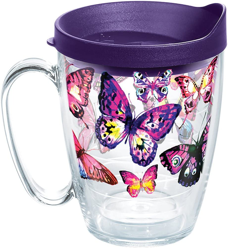 Tervis Butterfly Passion Tumbler with Wrap and Royal Purple Lid 16Oz Mug, Clear Home & Garden > Kitchen & Dining > Tableware > Drinkware Tervis 16oz Mug  