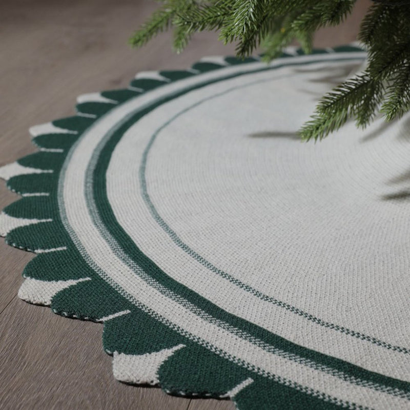 Christmas Tree Skirt Cable Knit Knitted Thick Rustic Tree Skirt for Xmas Holiday Decoration Green Home & Garden > Decor > Seasonal & Holiday Decorations > Christmas Tree Skirts KOL DEALS   