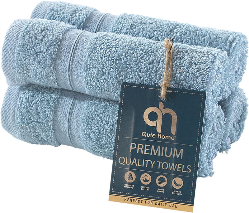 Qute Home 4-Piece Washcloths, Bosporus Collection 100% Turkish Cotton Premium Quality Towels for Bathroom, Quick Dry Soft and Absorbent Turkish Towel, Set Includes 4 Wash Cloths (Coral Red) Home & Garden > Linens & Bedding > Towels Qute Home Sky Blue 13"x13" Washcloths 