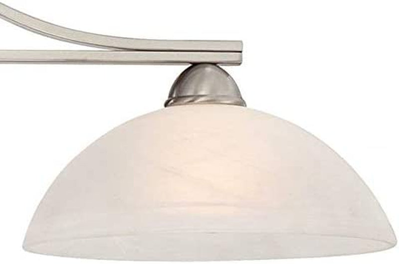 Milbury Satin Nickel Large Linear Pendant Chandelier 40 1/2" Wide Modern White Alabaster Glass Bowl Shades 3-Light Fixture for Kitchen Island Dining Room House High Ceilings - Possini Euro Design Home & Garden > Lighting > Lighting Fixtures > Chandeliers Possini Euro Design   