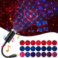USB Star Night Light,9 Functional Modes | 24 Lighting Effects,Sound Activated Strobe Atmosphere Decorations for Car Interior,Ceiling, Bedroom, Party and More (Blue&Red)