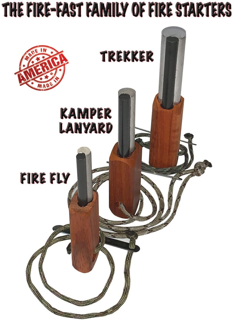 Fire Fast Kamper Lanyard. European Fire Steel Ferro Rod and Magnesium. Compact Durable Lite Weight Emergency Fire Starter for Camping, Backpacking, Hiking.