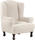 H.VERSAILTEX Wing Chair Slipcover Chair Covers for Wingback Chairs Wingback Chair Covers Slipcovers 1 Piece Stretch Sofa Cover Furniture Protector Soft Spandex Jacquard Checked Pattern, Chocolate Home & Garden > Decor > Chair & Sofa Cushions H.VERSAILTEX Ivory 1 