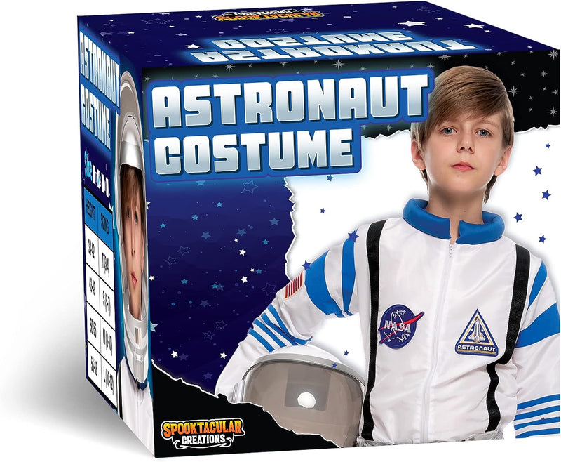 Spooktacular Creations Halloween Child Unisex White Black Details Astronaut Costume for Party Favors (Medium (8-10Yr))  8 years and up   