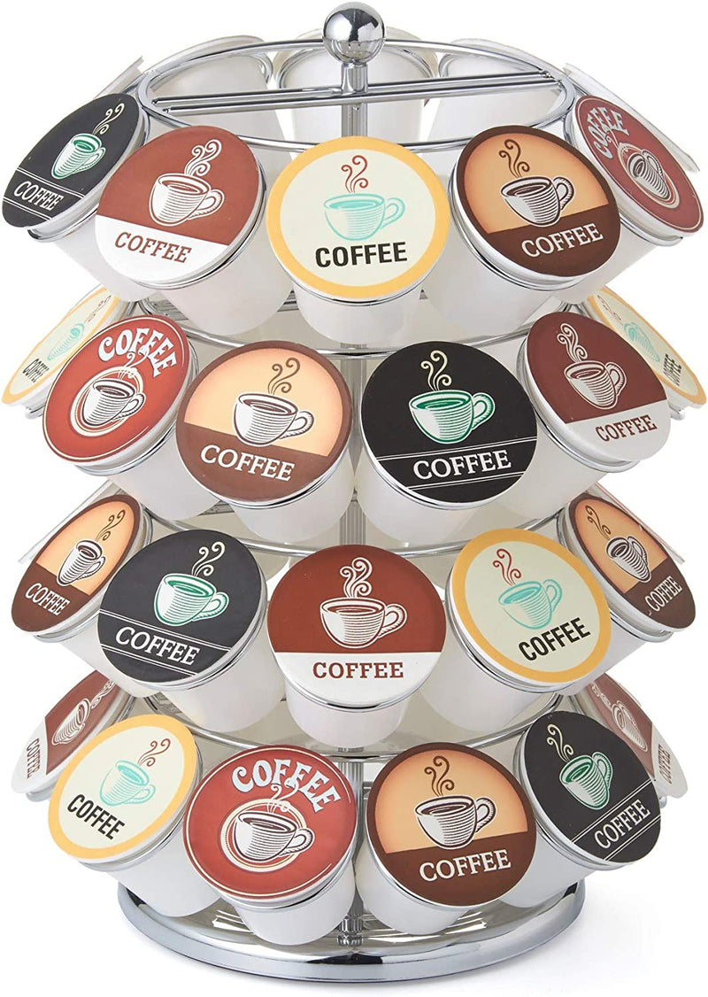Nifty Coffee Pod Carousel – Compatible with K-Cups, 35 Pod Pack Storage, Spins 360-Degrees, Lazy Susan Platform, Modern Black Design, Home or Office Kitchen Counter Organizer Home & Garden > Household Supplies > Storage & Organization NIFTY 40 Pod Capacity | Chrome  