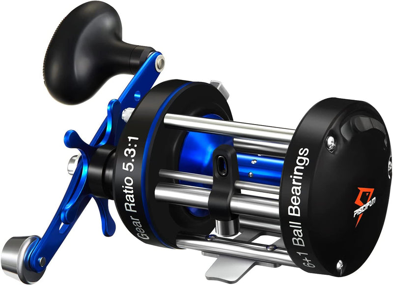 Piscifun Chaos XS round Baitcaster Reel, Reinforced Metal Body Baitcasting Fishing Reel, Smooth Powerful Saltwater Inshore Surf Trolling Reel, Conventional Reel for Catfish, Musky, Bass, Pike Sporting Goods > Outdoor Recreation > Fishing > Fishing Reels Piscifun 60 Right Handed  