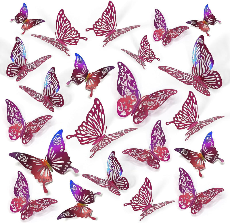 68Pcs Bat Wall Decor, Halloween Bats Decorations 3D Bats Wall Decor Realistic PVC Bats Stickers for Outdoor DIY Home Decor Party Supplies  16 years and up Butterfly,Rainbow Pink  
