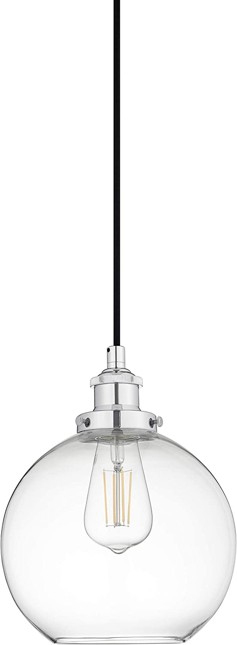 Linea Di Liara Primo Large Black and Gold Glass Globe Pendant Light Fixture Farmhouse Pendant Lighting for Kitchen Island Mid Century Modern Ceiling Light Clear Glass Shade, UL Listed Home & Garden > Lighting > Lighting Fixtures Linea di Liara Chrome Clear Glass 
