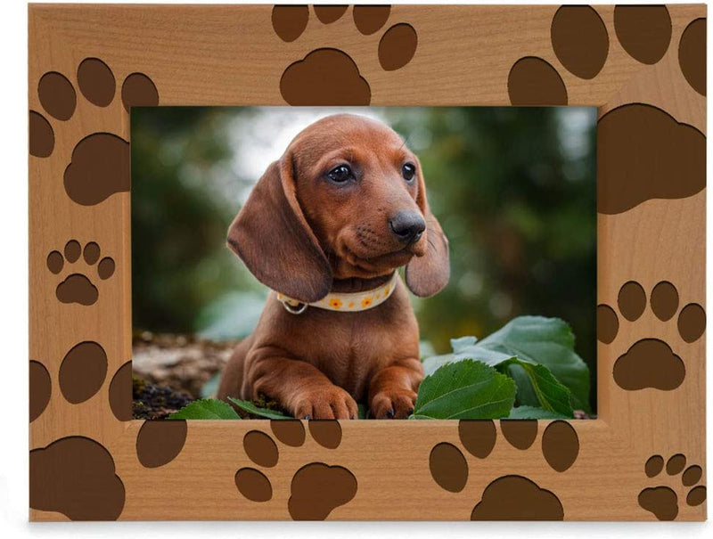 KATE POSH - Doggie Paw Engraved Natural Wood Picture Frame, Best Dog Ever, Memorial Dog Frame, Best Cat Ever, Memorial Cat Photo Frame (5X7-Vertical) Home & Garden > Decor > Picture Frames KATE POSH 4x6-Horizontal  