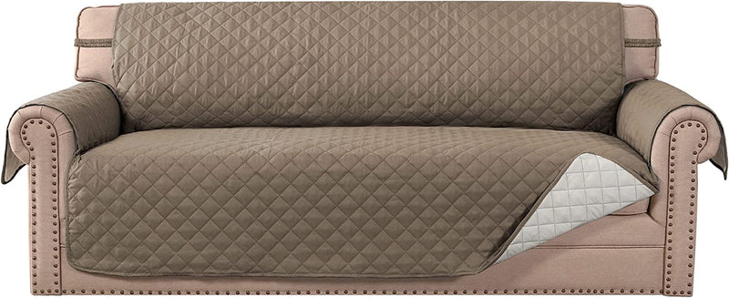 Meillemaison Sofa Slipcovers Reversible Quilted Chair Cover Water Resistant Furniture Protector with Elastic Straps for Pets/ Kids/ Dog(Chair, Black/Grey) (MMCLKSFD01C6) Home & Garden > Decor > Chair & Sofa Cushions MeilleMaison Taupe/Beige Oversized Sofa 