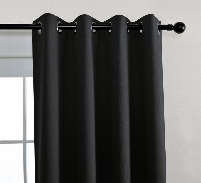 Miuco Room Darkening Texture Thermal Insulated Blackout Curtains for Bedroom 1 Pair 52X63 Inch Black Home & Garden > Decor > Window Treatments > Curtains & Drapes MIUCO   