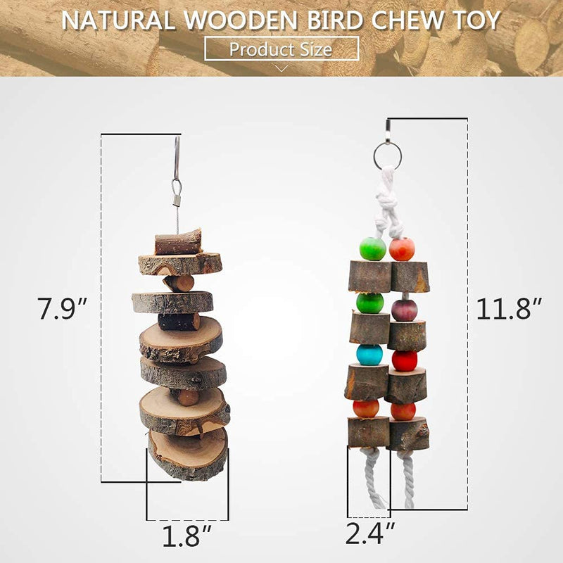 Hamiledyi Bird Wood Chew Toy，2-Pcs Parrot Hanging Wooden Blocks Cage Grinding Bead Toy for Budgies Parakeet Cockatiel Conure Lovebirds Animals & Pet Supplies > Pet Supplies > Bird Supplies > Bird Toys BLSMU   