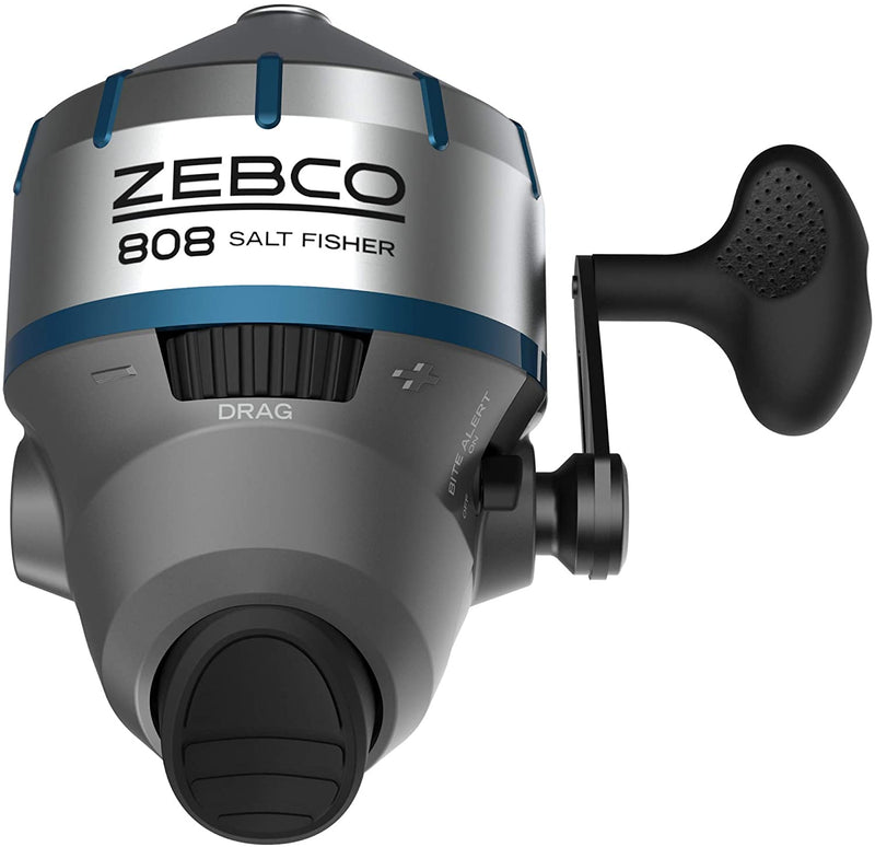 Zebco 808 Saltwater Spincast Fishing Reel, Stainless Steel Reel Cover with ABS Insert, Quickset Anti-Reverse and Bite Alert, Pre-Spooled with 20-Pound Fishing Line, Size 80, Silver
