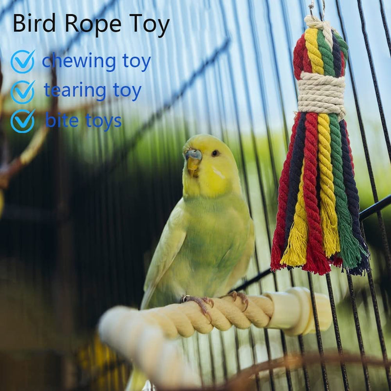 ASOCEA Pet Bird Parrot Colorful Cotton Rope Bite Chew Cage Hanging Toys for Cockatiels Macaws Parrots Small Medium Large Birds Animals & Pet Supplies > Pet Supplies > Bird Supplies > Bird Toys ASOCEA   