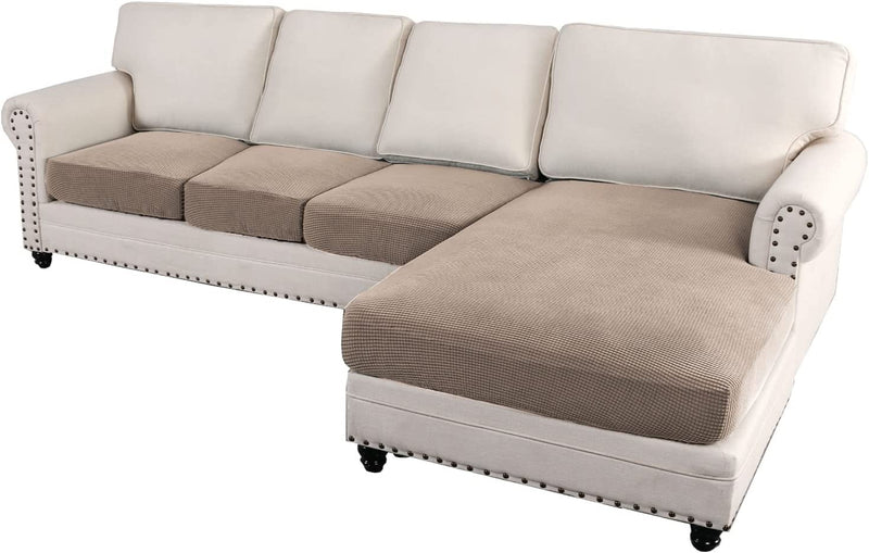 H.VERSAILTEX Sectional Couch Covers 3 Pieces Sofa Seat Cushion Covers L Shape Separate Cushion Couch Chaise Cover Elastic Furniture Protector for Both Left/Right Sectional Couch (3 Seater, Grey) Home & Garden > Decor > Chair & Sofa Cushions H.VERSAILTEX Sand 4 Seater 