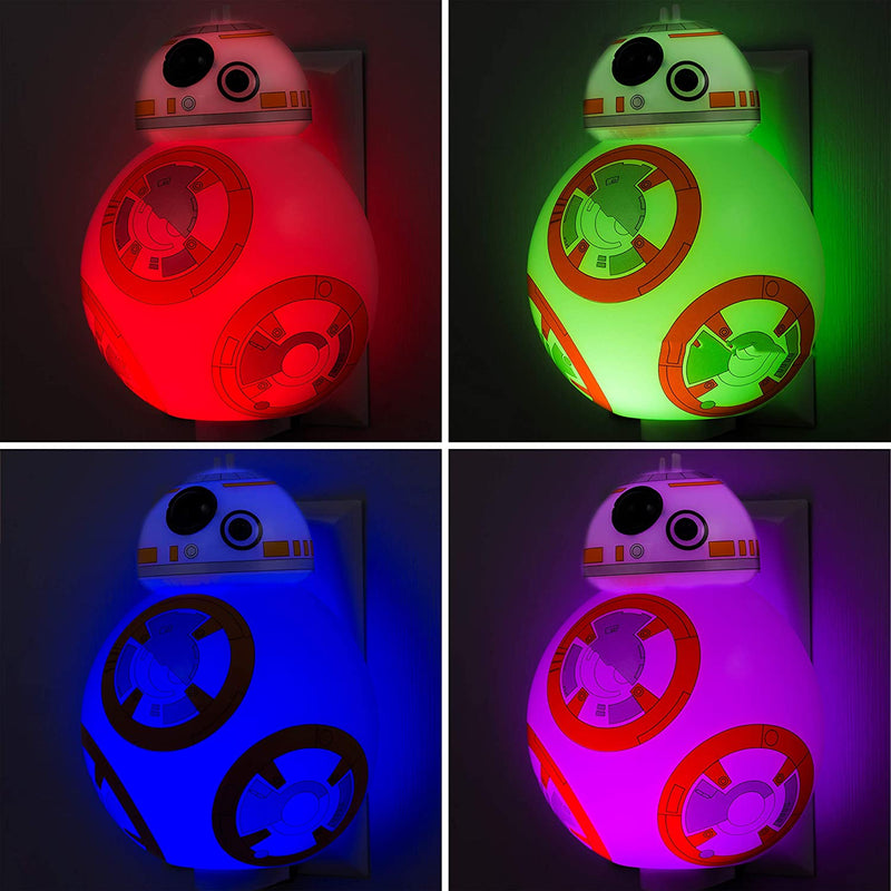 STAR WARS BB-8 LED Night Light, Color Changing, Collector’S Edition, Dusk-To-Dawn Sensor, Plug-In, Disney, Galaxy, Ideal for Bedroom, Bathroom, Nursery, Hallway, 43429
