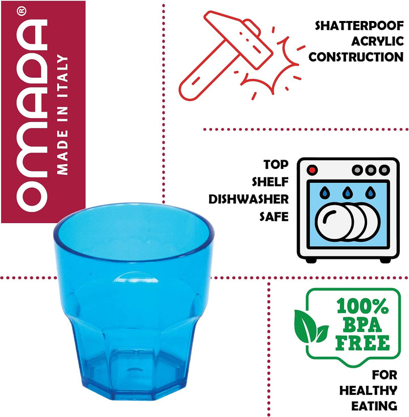 Omada 6-Pc Colored Acrylic Tumblers: Dishwasher Safe Plastic Drinking Glasses – 14 Oz Outdoor Glassware and Drinkware - Childrens Drinking Glasses – BPA Free - Blue Home & Garden > Kitchen & Dining > Tableware > Drinkware Omada   