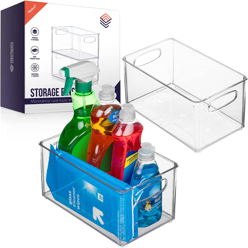 Clearspace Plastic Pantry Organization and Storage Bins – Perfect Kitchen Organization or Kitchen Storage – Fridge Organizer, Refrigerator Organizer Bins, Cabinet Organizers