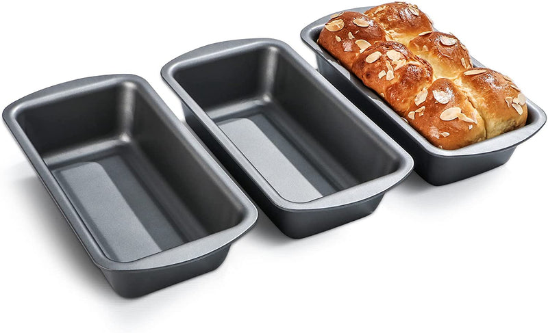 HONGBAKE Bread Pan for Baking Loaf Pan Set 1 Lb Loaf Pan with Wide Grips Nonstick Bread Tin 3 Pack, 8.5 X 4.5 Inch Perfect for Homemade Bread, Grey Home & Garden > Household Supplies > Storage & Organization HONGBAKE Gray 8.5 x 4.5 x 2.5" 