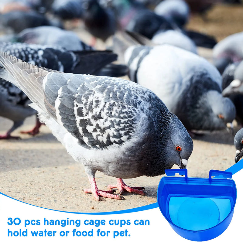 Suclain 30 Pcs Cage Cups Bird Feeders Chicken Water Feeder Bunny Food Bowl Plastic Seed Hanging Feeding Watering Dish Feeders, for Parrot Parakeet Pet Poultry Pigeon, Blue Animals & Pet Supplies > Pet Supplies > Bird Supplies > Bird Cage Accessories > Bird Cage Food & Water Dishes Suclain   