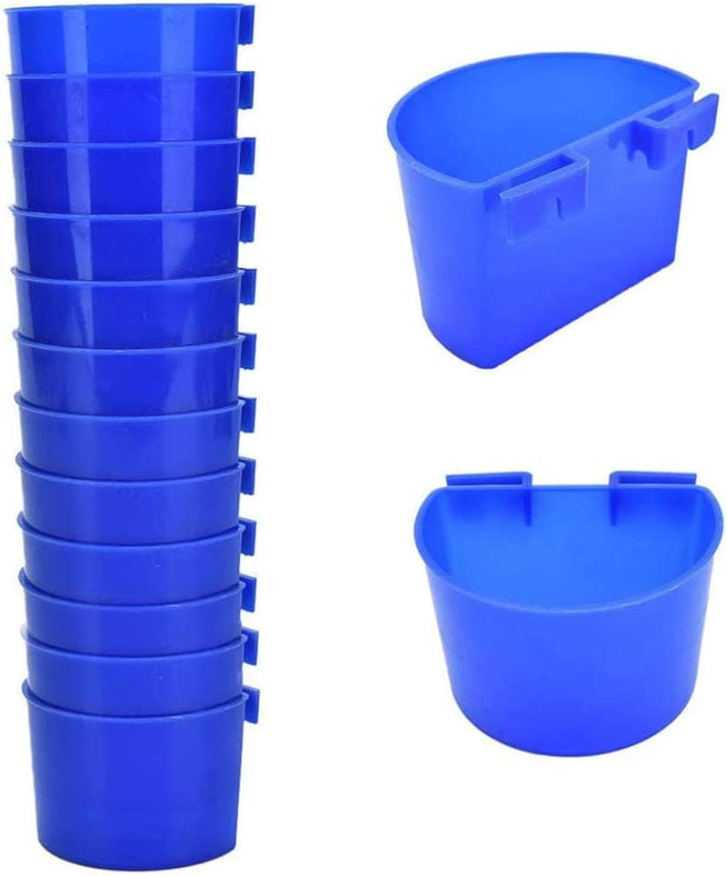 12Pcs Bird Feeder Cage Cups Hanging Chicken Water Cups Pet Bowl with Hooks Rabbit Food Dish for Cages Plastic Feeding & Watering Supplies for Pigeon Poultry Roosters Gamefowl Parakeet (12Pcs-Red) Animals & Pet Supplies > Pet Supplies > Bird Supplies > Bird Cage Accessories > Bird Cage Food & Water Dishes TIANTUTUTEC 12PCS-Blue  