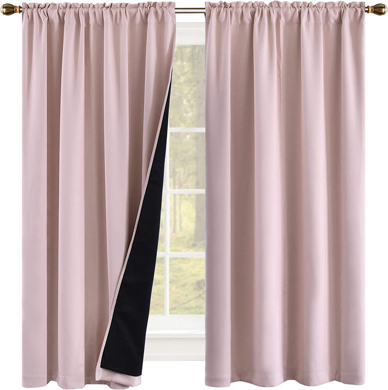 Coral 100PCT Blackout Curtains Bedroom Drapes - Totally Darkness Panels Thermal Insulated Lined Rod Pocket Curtains for Kids Room( 2 Panels 42 by 45 Inch) Home & Garden > Decor > Window Treatments > Curtains & Drapes KEQIAOSUOCAI Baby Pink W42" X L63" 